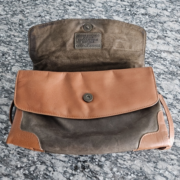 BUSH The Australian Collection Brown And Tan Kangaroo Leather Crossover Boho Bag - Picture 6 of 15